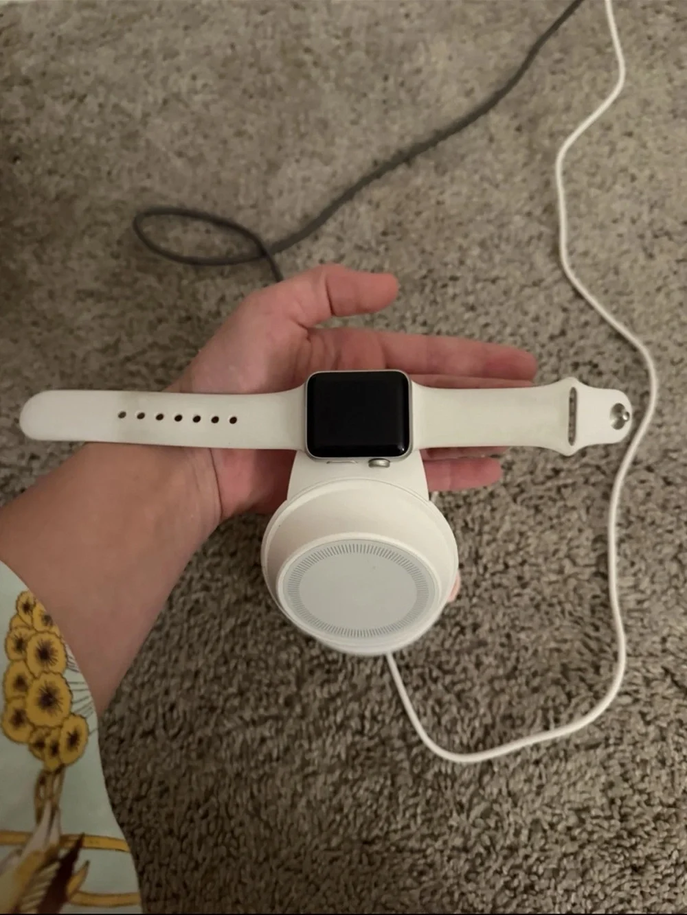 White series 3 Apple Watch  with White Silicone Band. 42mm. 8GB.